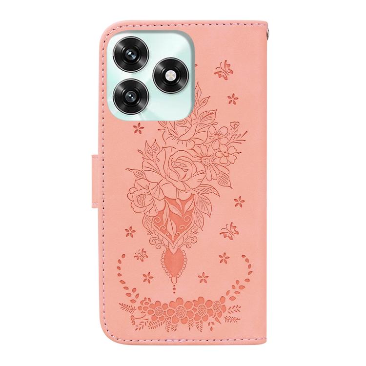 For Honor X5c 4G / X5c Plus Butterfly Rose Embossed Leather Phone Case