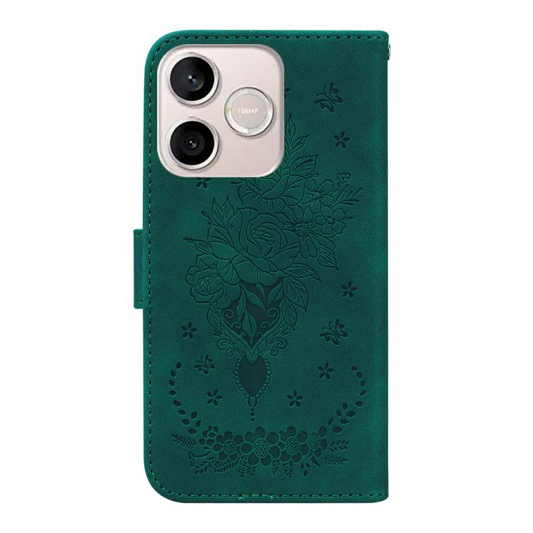 For Honor 600 Lite Global Butterfly Rose Embossed Leather Phone Case