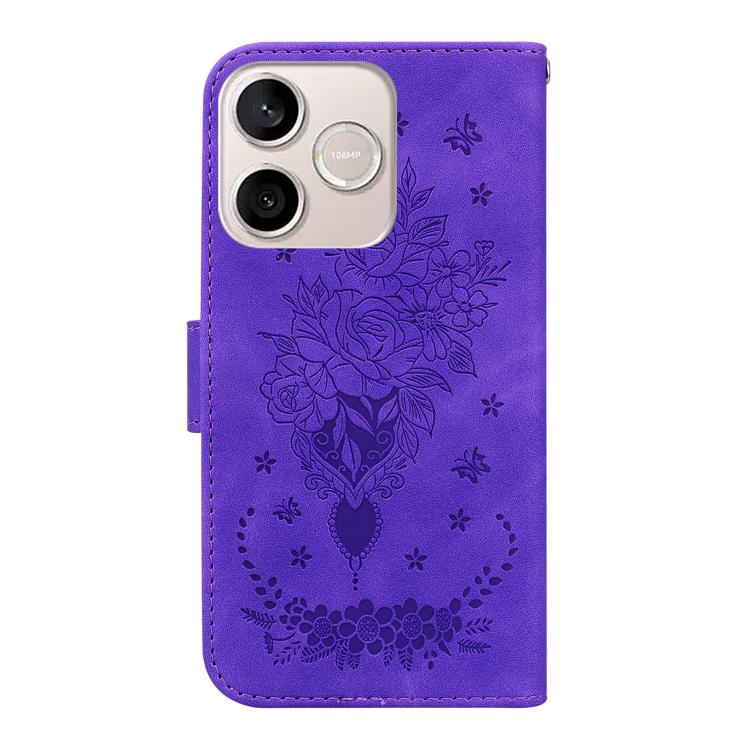 For Honor 600 Lite Global Butterfly Rose Embossed Leather Phone Case