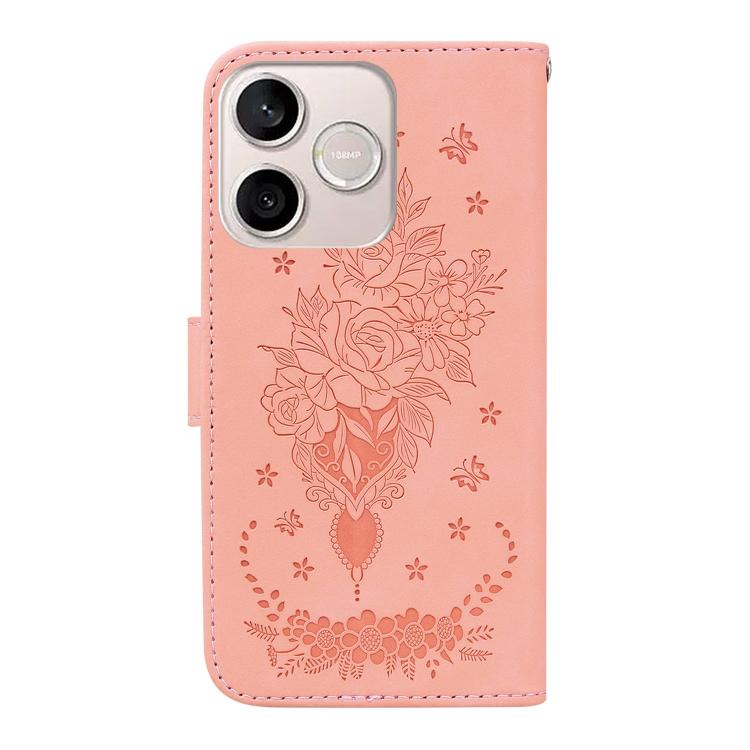For Honor 600 Lite Global Butterfly Rose Embossed Leather Phone Case