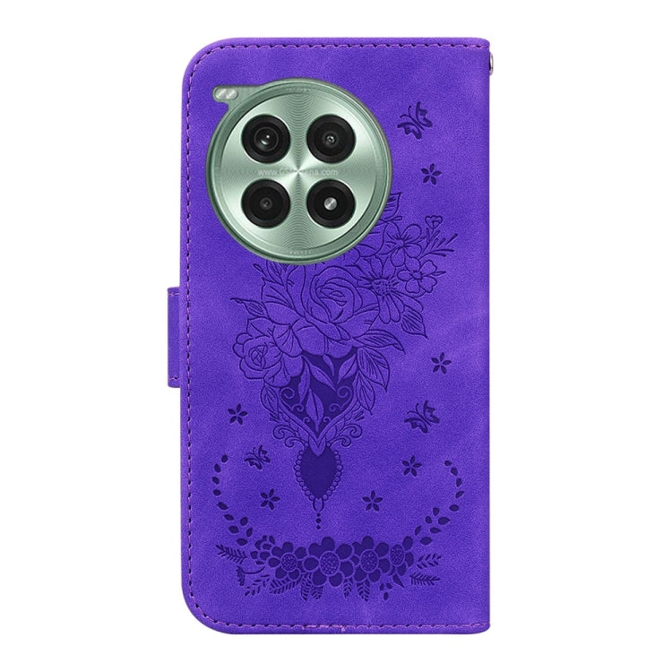 For OnePlus Ace 3 Pro Butterfly Rose Embossed Leather Phone Case
