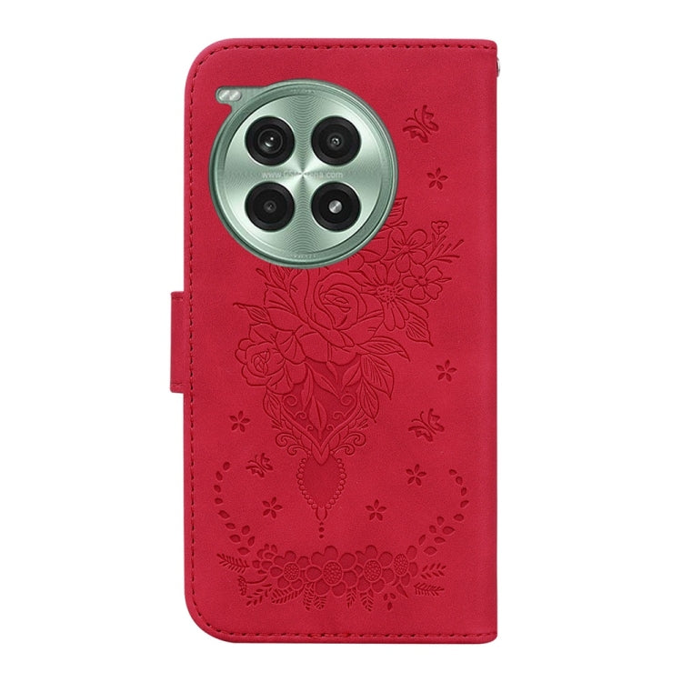 For OnePlus Ace 3 Pro Butterfly Rose Embossed Leather Phone Case