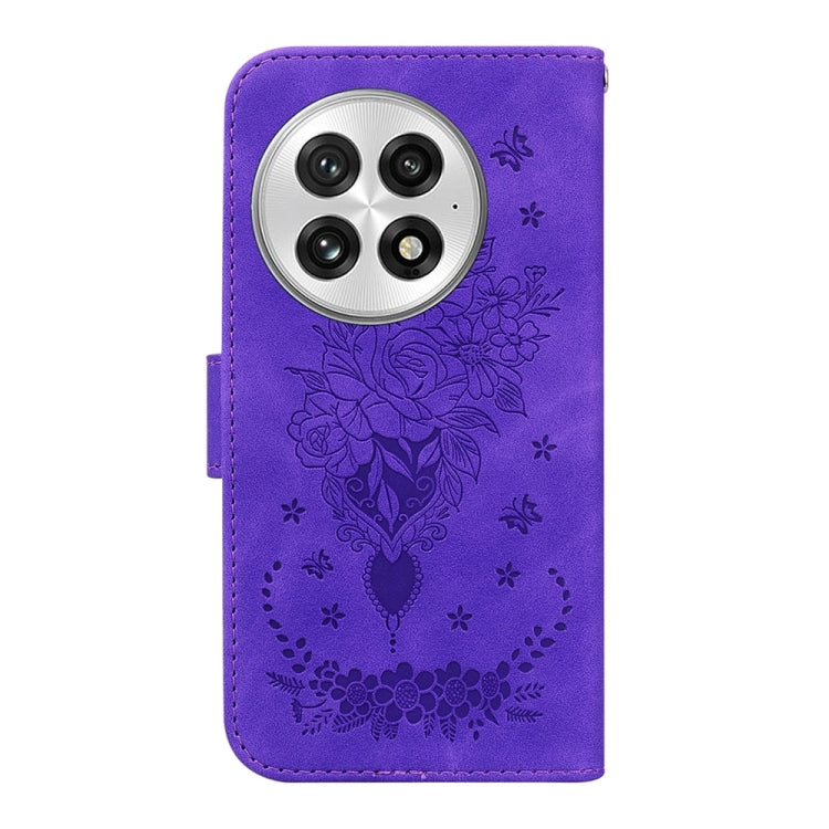 For OnePlus 13 Butterfly Rose Embossed Leather Phone Case