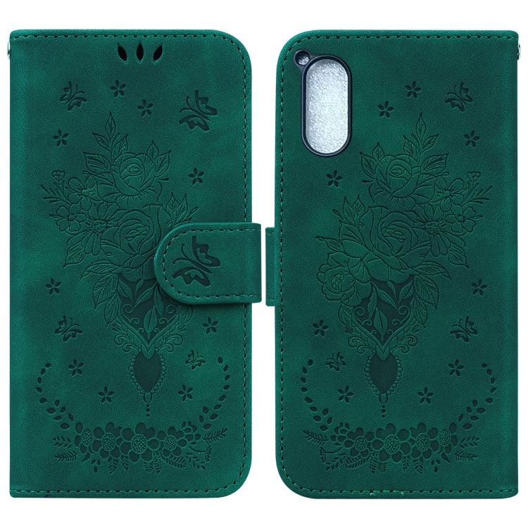 For Sony Xperia 5 V Butterfly Rose Embossed Leather Phone Case