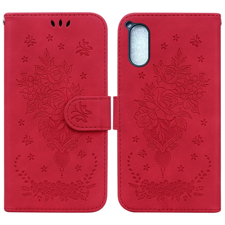 For Sony Xperia 5 V Butterfly Rose Embossed Leather Phone Case