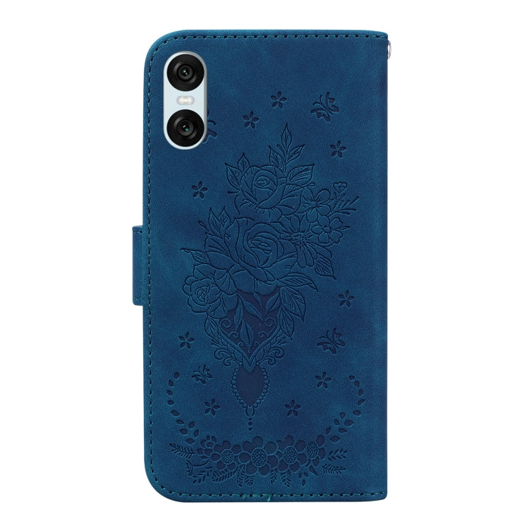 For Sony Xperia 10 VI Butterfly Rose Embossed Leather Phone Case