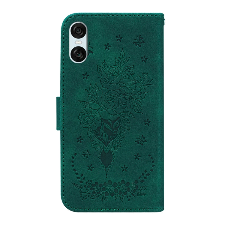 For Sony Xperia 10 VI Butterfly Rose Embossed Leather Phone Case
