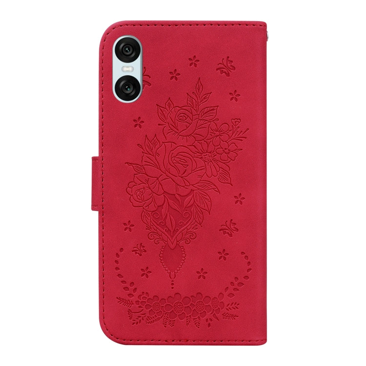 For Sony Xperia 10 VI Butterfly Rose Embossed Leather Phone Case