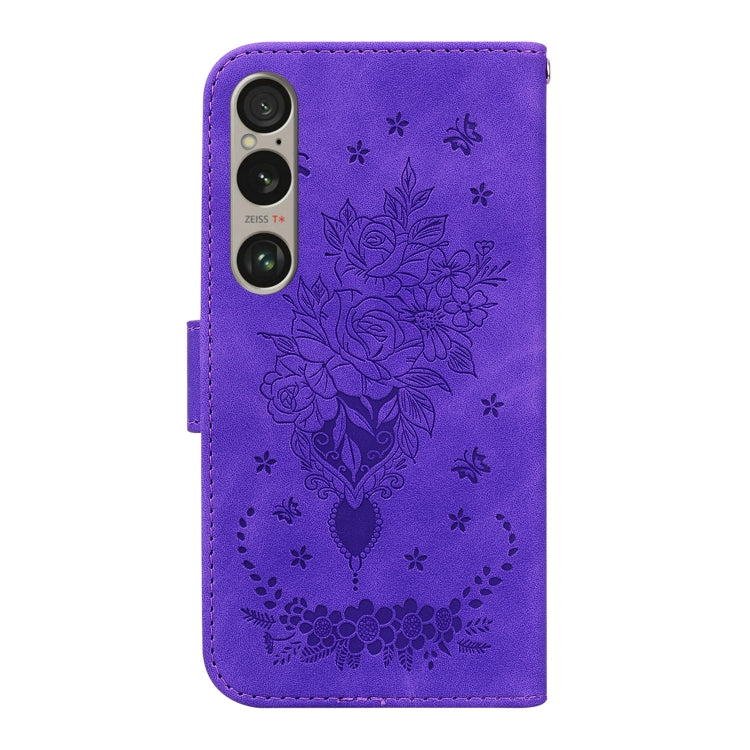 For Sony Xperia 1 VI Butterfly Rose Embossed Leather Phone Case