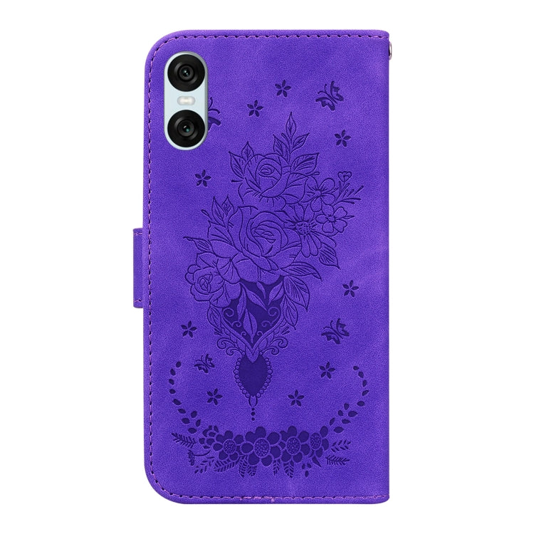 For Sony Xperia 5 VI Butterfly Rose Embossed Leather Phone Case