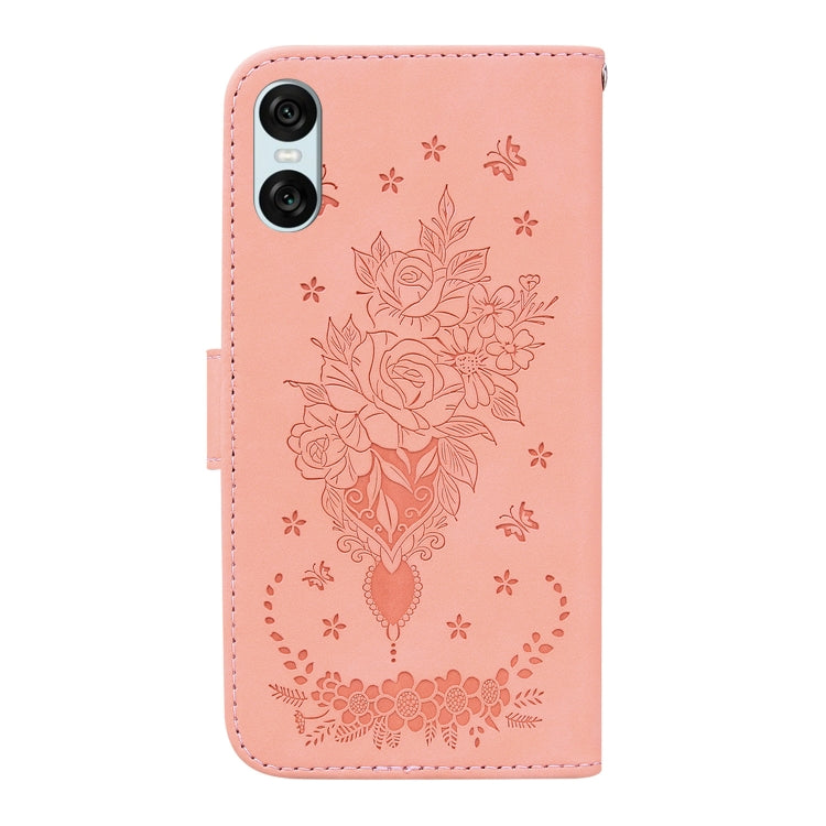 For Sony Xperia 5 VI Butterfly Rose Embossed Leather Phone Case