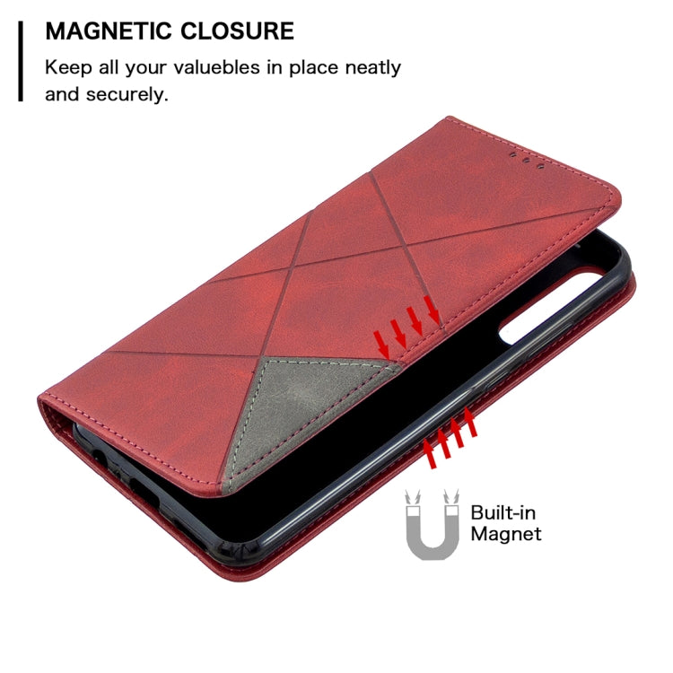 For Huawei Y6p Rhombus Texture Horizontal Flip Magnetic Leather Case with Holder & Card Slots & Wallet
