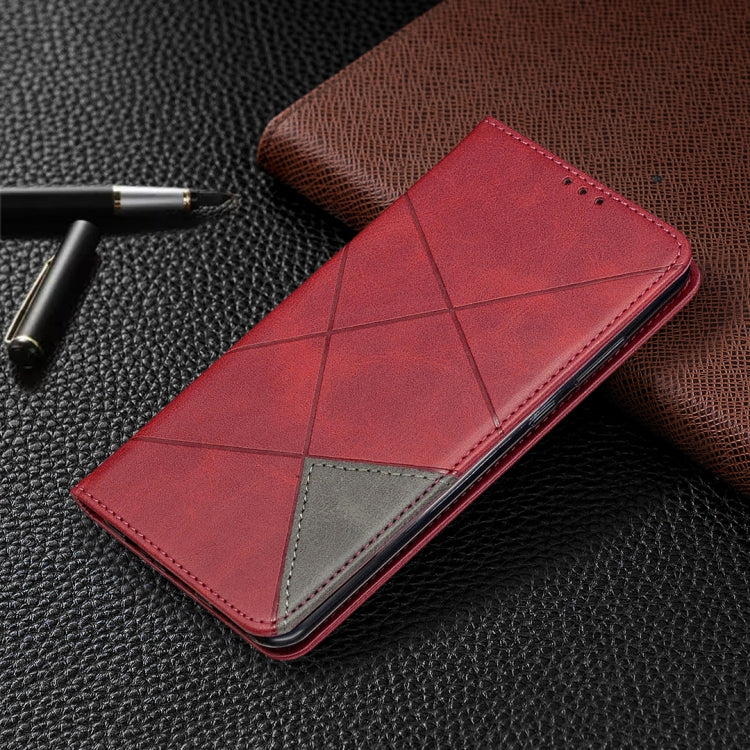 For Huawei Y6p Rhombus Texture Horizontal Flip Magnetic Leather Case with Holder & Card Slots & Wallet