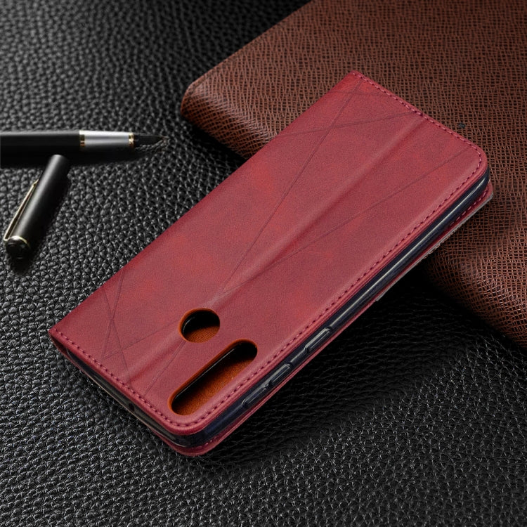 For Huawei Y6p Rhombus Texture Horizontal Flip Magnetic Leather Case with Holder & Card Slots & Wallet