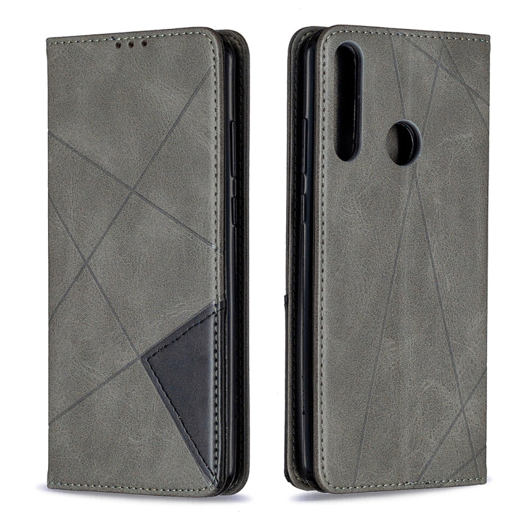 For Huawei Y6p Rhombus Texture Horizontal Flip Magnetic Leather Case with Holder & Card Slots & Wallet