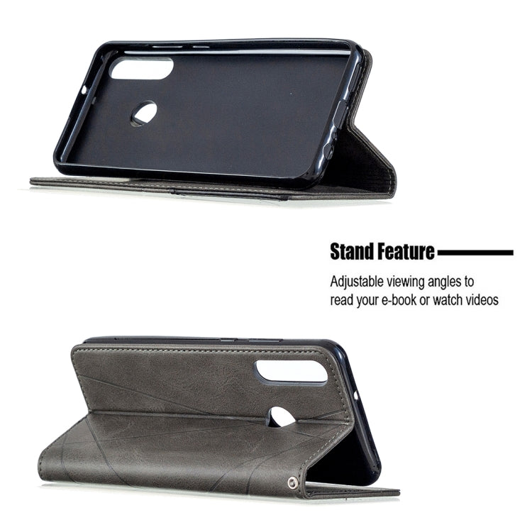 For Huawei Y6p Rhombus Texture Horizontal Flip Magnetic Leather Case with Holder & Card Slots & Wallet