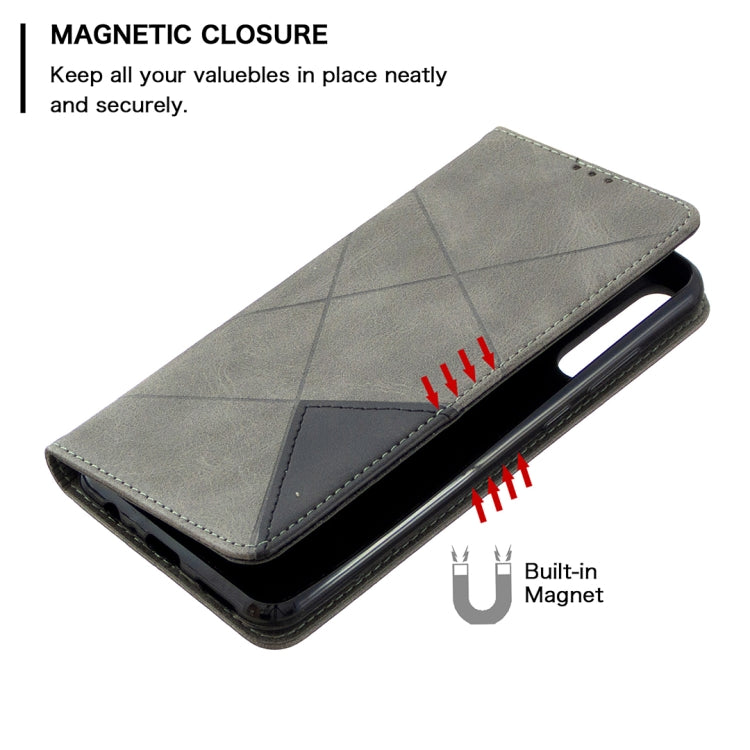 For Huawei Y6p Rhombus Texture Horizontal Flip Magnetic Leather Case with Holder & Card Slots & Wallet