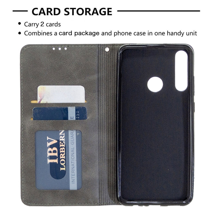 For Huawei Y6p Rhombus Texture Horizontal Flip Magnetic Leather Case with Holder & Card Slots & Wallet