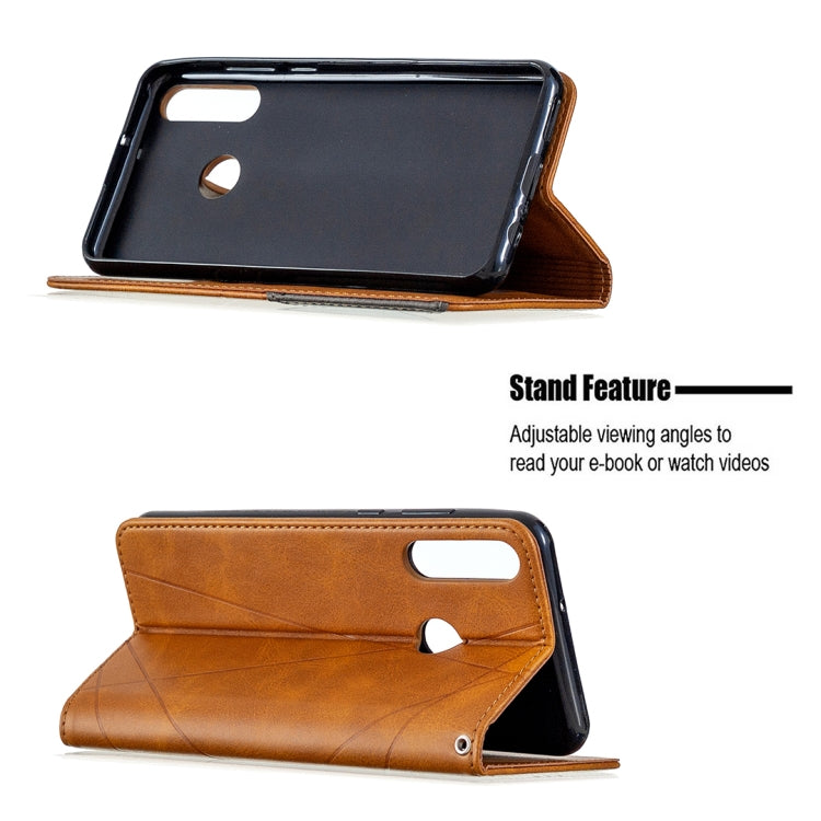 For Huawei Y6p Rhombus Texture Horizontal Flip Magnetic Leather Case with Holder & Card Slots & Wallet