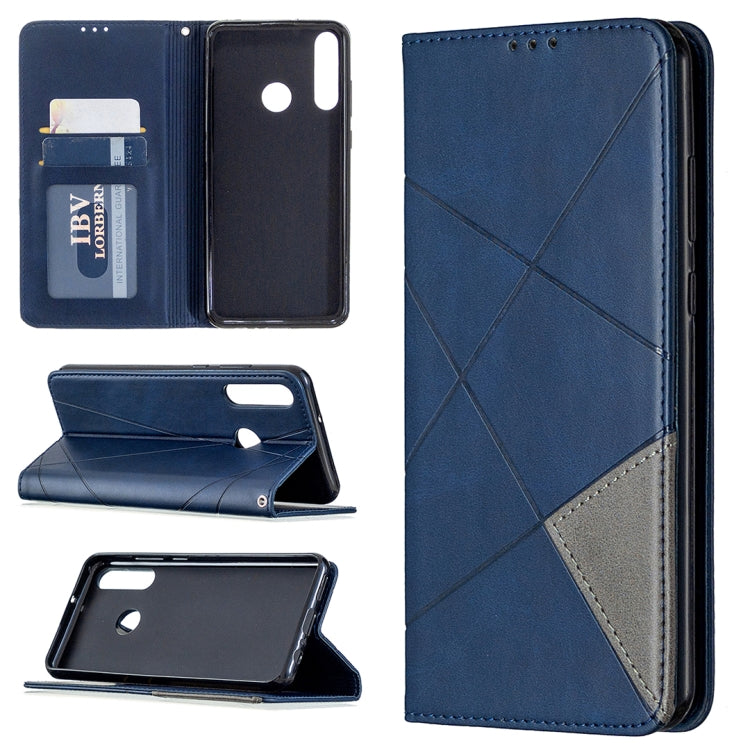 For Huawei Y6p Rhombus Texture Horizontal Flip Magnetic Leather Case with Holder & Card Slots & Wallet