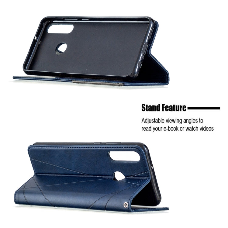 For Huawei Y6p Rhombus Texture Horizontal Flip Magnetic Leather Case with Holder & Card Slots & Wallet