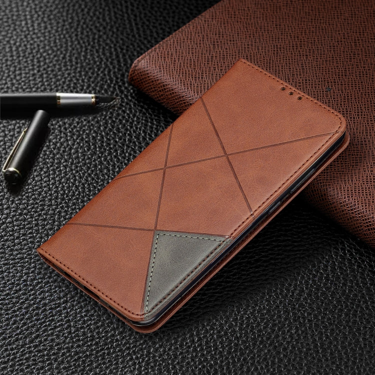 For Huawei Y6p Rhombus Texture Horizontal Flip Magnetic Leather Case with Holder & Card Slots & Wallet