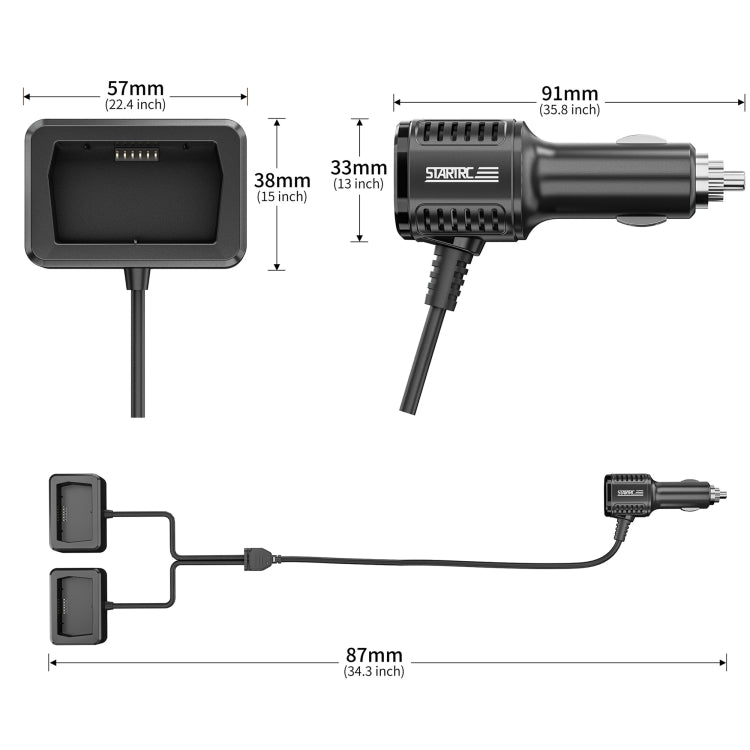For Mini 3 / Mini 3 Pro STARTRC 2 in 1 Battery Charging Car Charger(Silver)