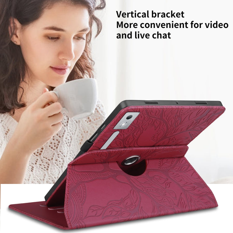 For Lenovo Tab P12 / Xiaoxin Pad Pro 12.7 2025 Tree Life Embossed Rotation Leather Tablet Case
