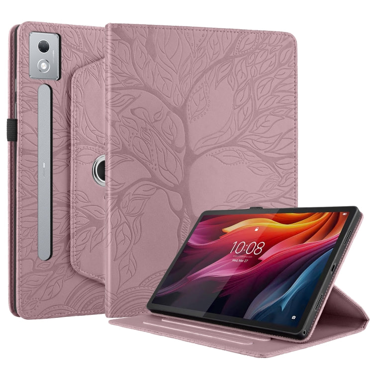For Lenovo Tab P12 / Xiaoxin Pad Pro 12.7 2025 Tree Life Embossed Rotation Leather Tablet Case