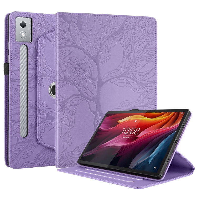 For Lenovo Tab P12 / Xiaoxin Pad Pro 12.7 2025 Tree Life Embossed Rotation Leather Tablet Case