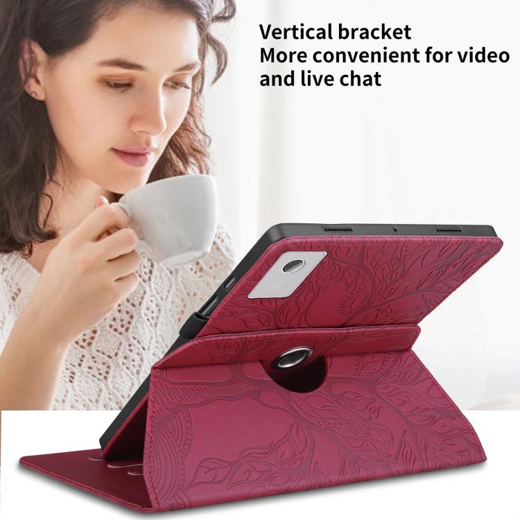 For Lenovo Xiaoxin Pad 12.1 2025 Tree Life Embossed Rotation Leather Tablet Case