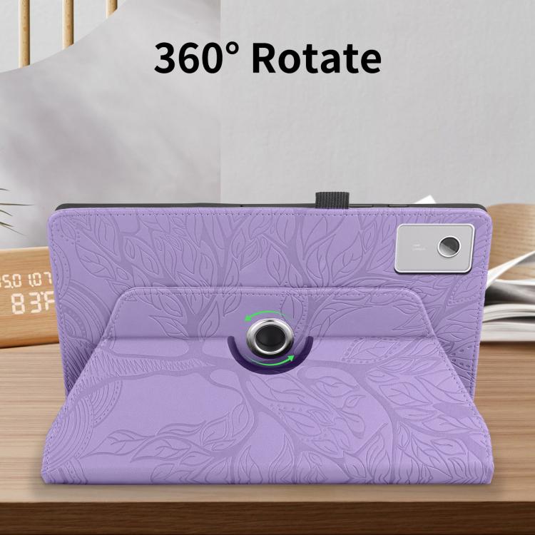 For Lenovo Xiaoxin Pad 12.1 2025 Tree Life Embossed Rotation Leather Tablet Case