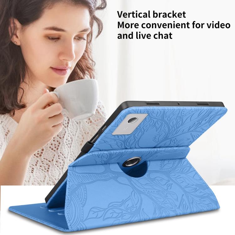 For Lenovo Xiaoxin Pad 12.1 2025 Tree Life Embossed Rotation Leather Tablet Case