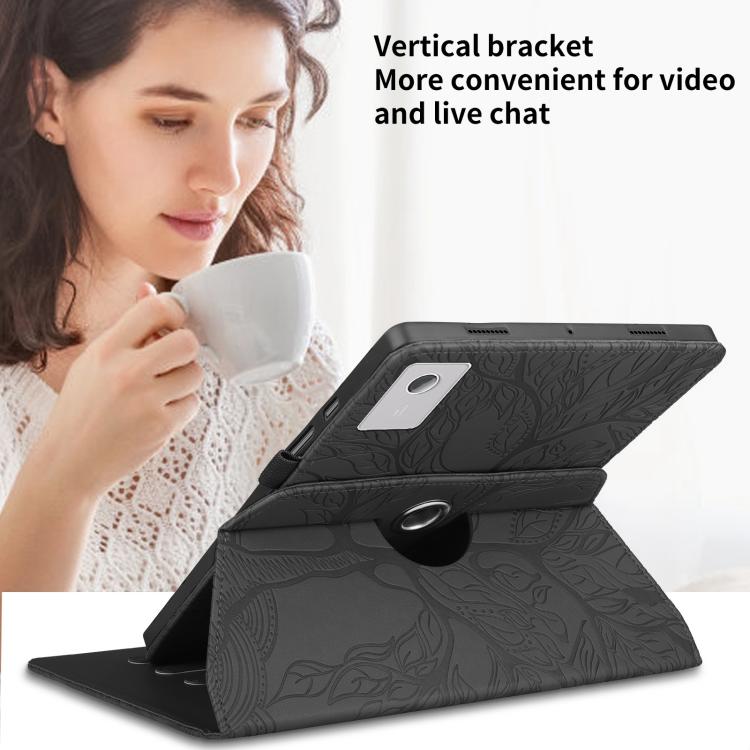 For Lenovo Xiaoxin Pad 12.1 2025 Tree Life Embossed Rotation Leather Tablet Case