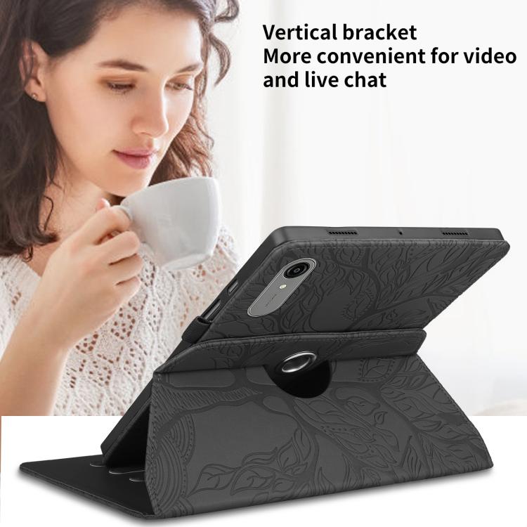 For Lenovo Idea Tab Pro Gen 2 13 Tree Life Embossed Rotation Leather Tablet Case