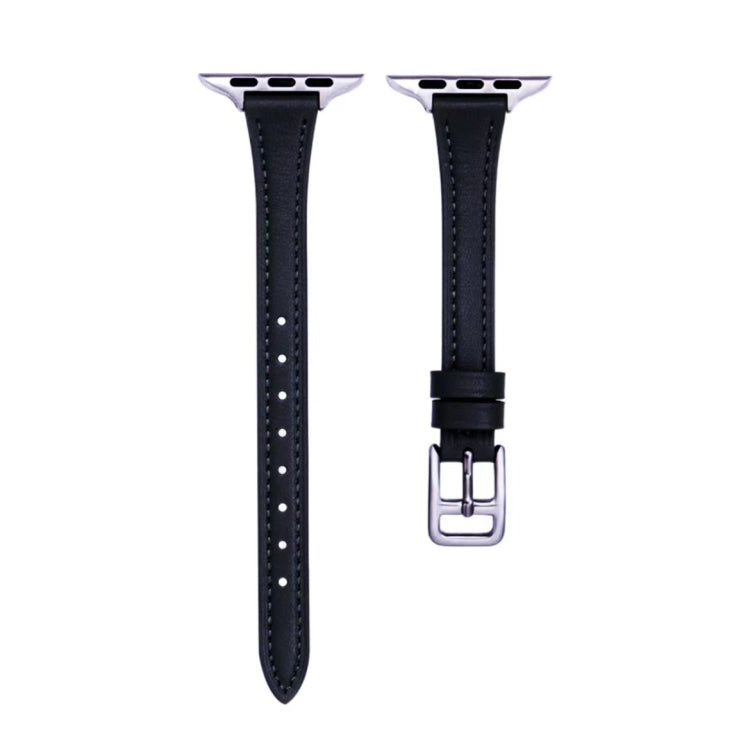 For Apple Watch Series 10 42mm T-shaped Slim Genuine Leather Watch Band