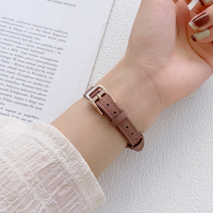 For Apple Watch Series 10 46mm T-shaped Slim Genuine Leather Watch Band