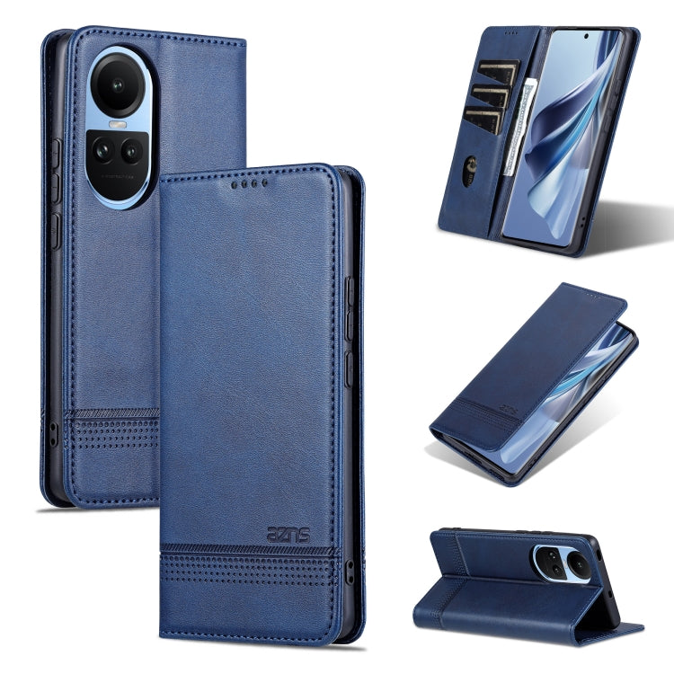 For OPPO Reno10 Global AZNS Magnetic Calf Texture Flip Leather Phone Case