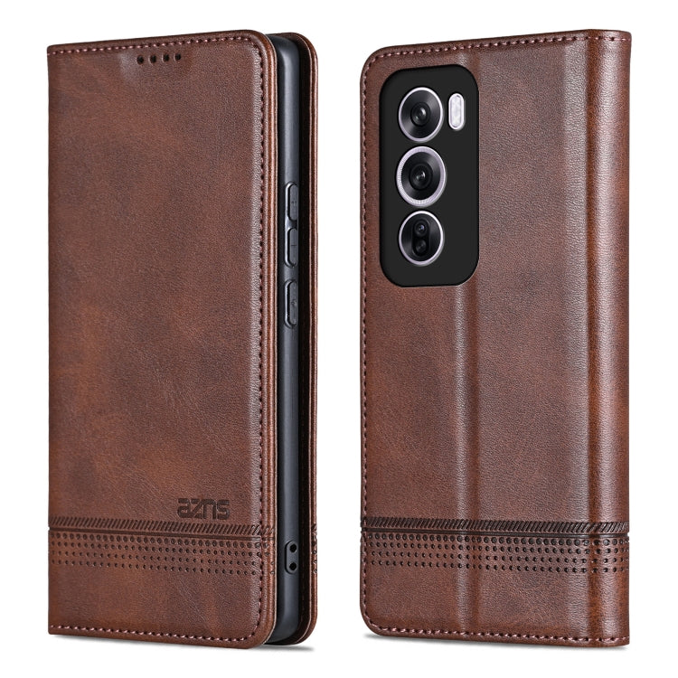 For OPPO Reno12 Global AZNS Magnetic Calf Texture Flip Leather Phone Case