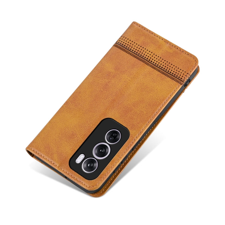 For OPPO Reno12 Global AZNS Magnetic Calf Texture Flip Leather Phone Case