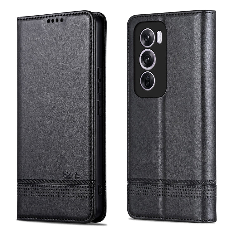 For OPPO Reno12 Global AZNS Magnetic Calf Texture Flip Leather Phone Case
