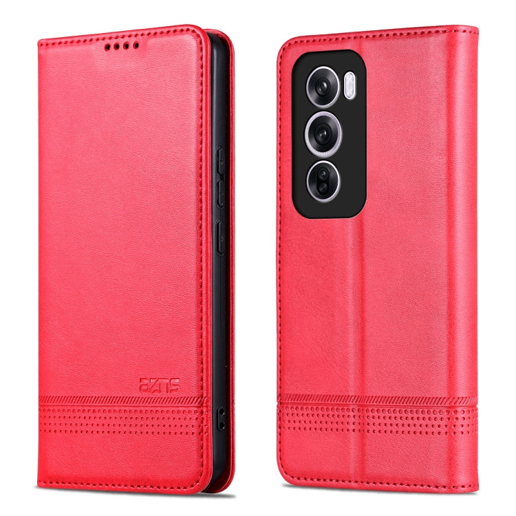 For OPPO Reno12 Global AZNS Magnetic Calf Texture Flip Leather Phone Case