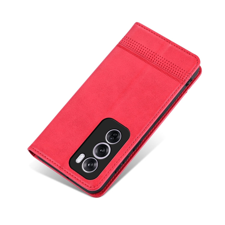 For OPPO Reno12 Global AZNS Magnetic Calf Texture Flip Leather Phone Case