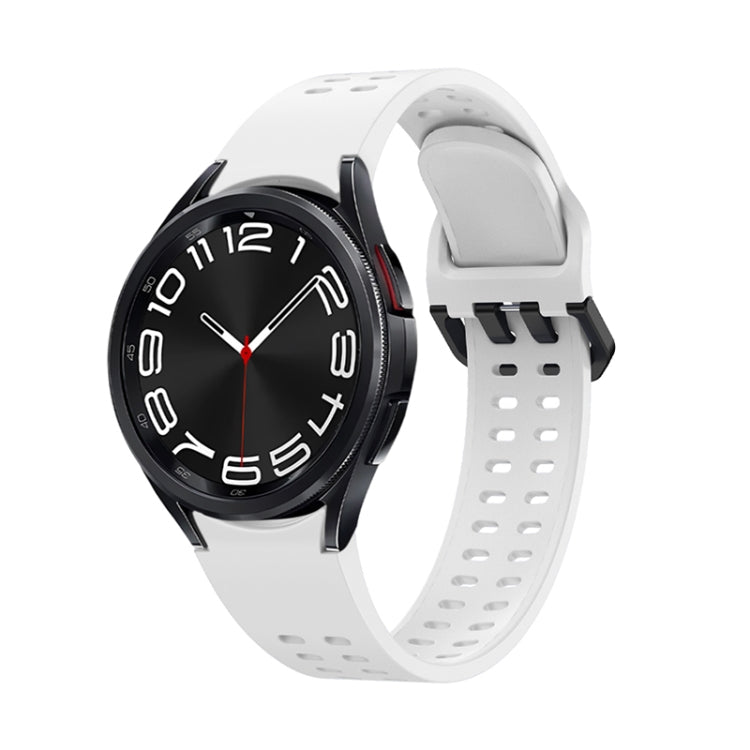 For Samsung Galaxy Watch 6 Double-row Hole Solid Color Silicone Watch Band