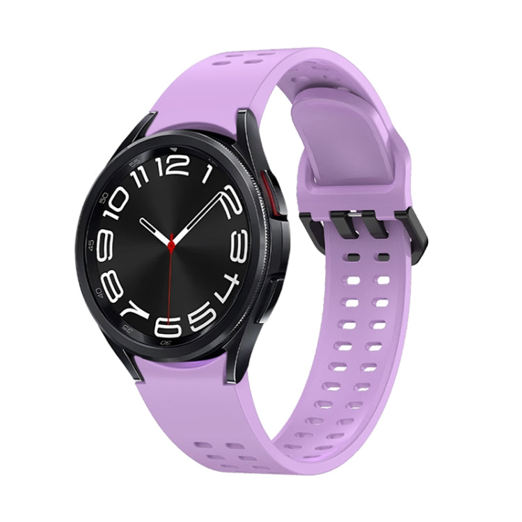 For Samsung Galaxy Watch 6 Double-row Hole Solid Color Silicone Watch Band