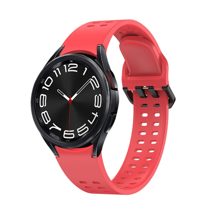 For Samsung Galaxy Watch 6 Double-row Hole Solid Color Silicone Watch Band