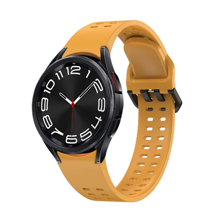 For Samsung Galaxy Watch 6 Double-row Hole Solid Color Silicone Watch Band