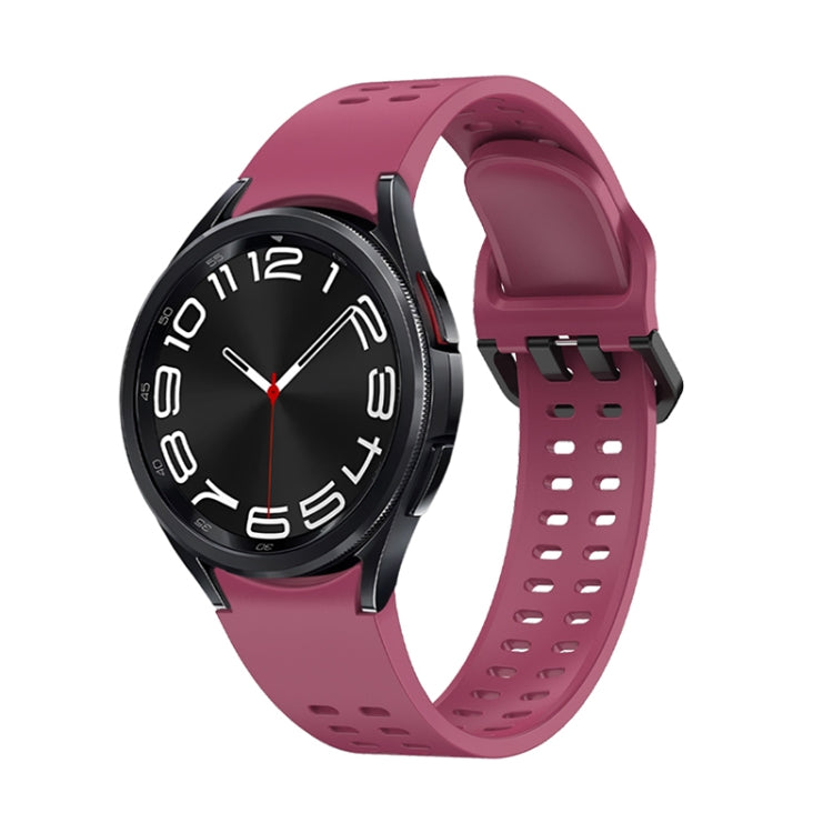 For Samsung Galaxy Watch 6 Double-row Hole Solid Color Silicone Watch Band