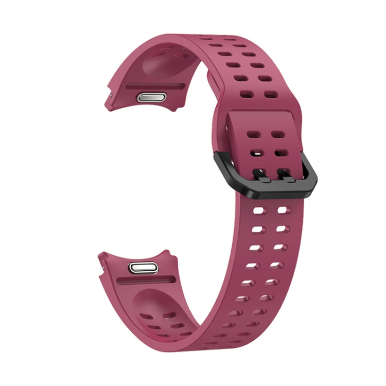 For Samsung Galaxy Watch 6 Double-row Hole Solid Color Silicone Watch Band