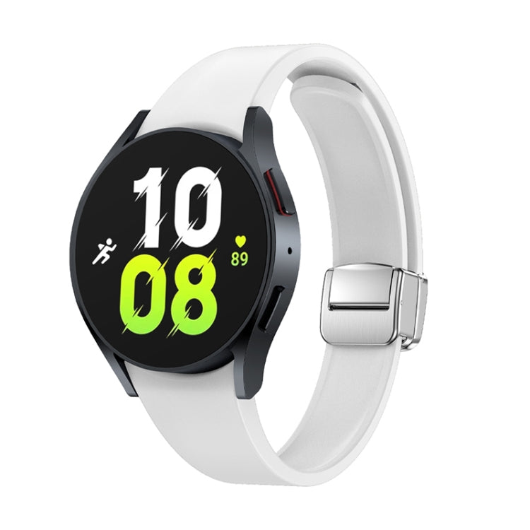 For Samsung Galaxy Watch 6 Magnetic Folding Silver Buckle Silicone Watch Band